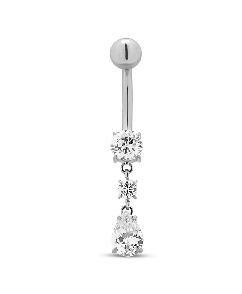 Belly Marquise Dangle Silver Titanium