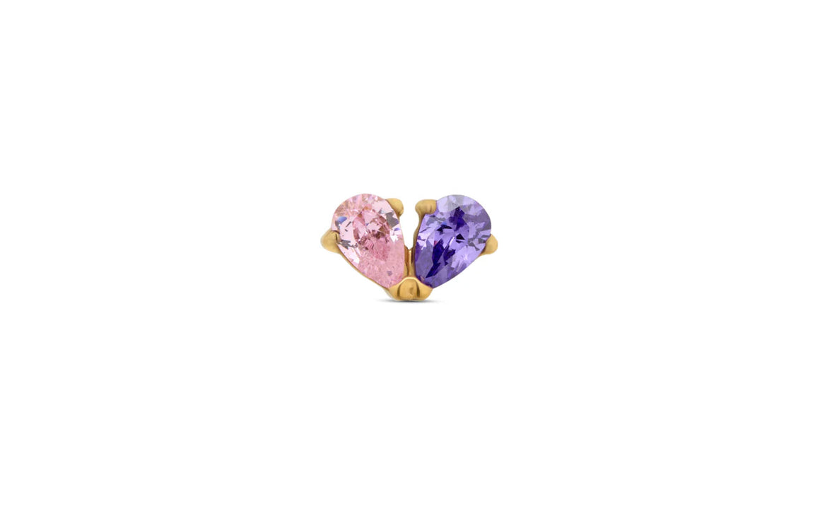 Heart Amethyst Titanium Flat-Back