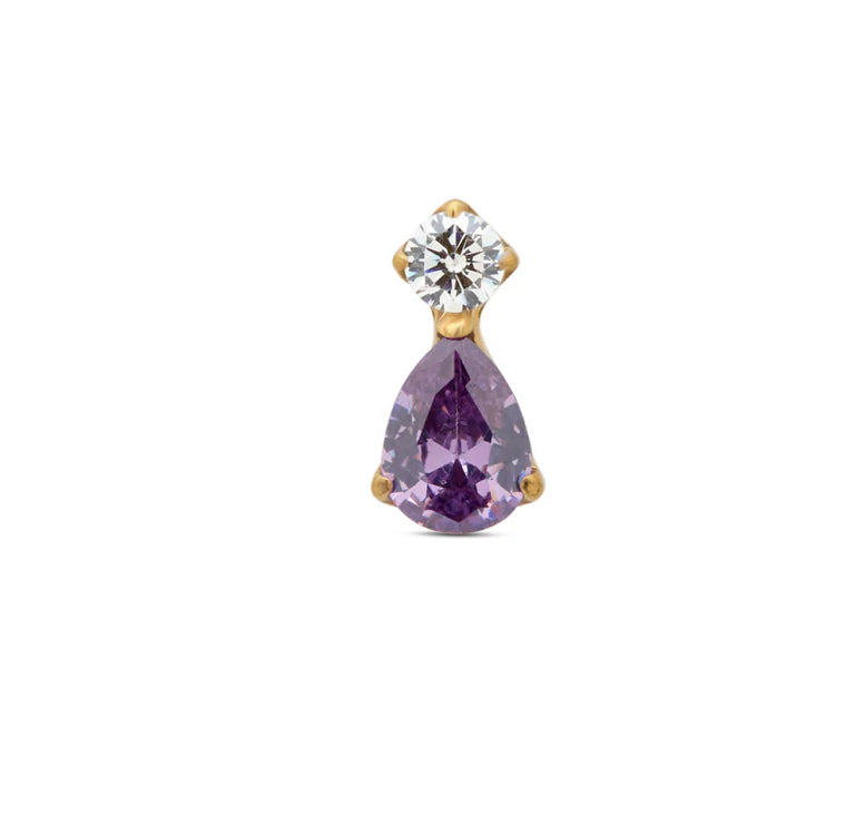 Tear Amethyst Titanium Flat-Back
