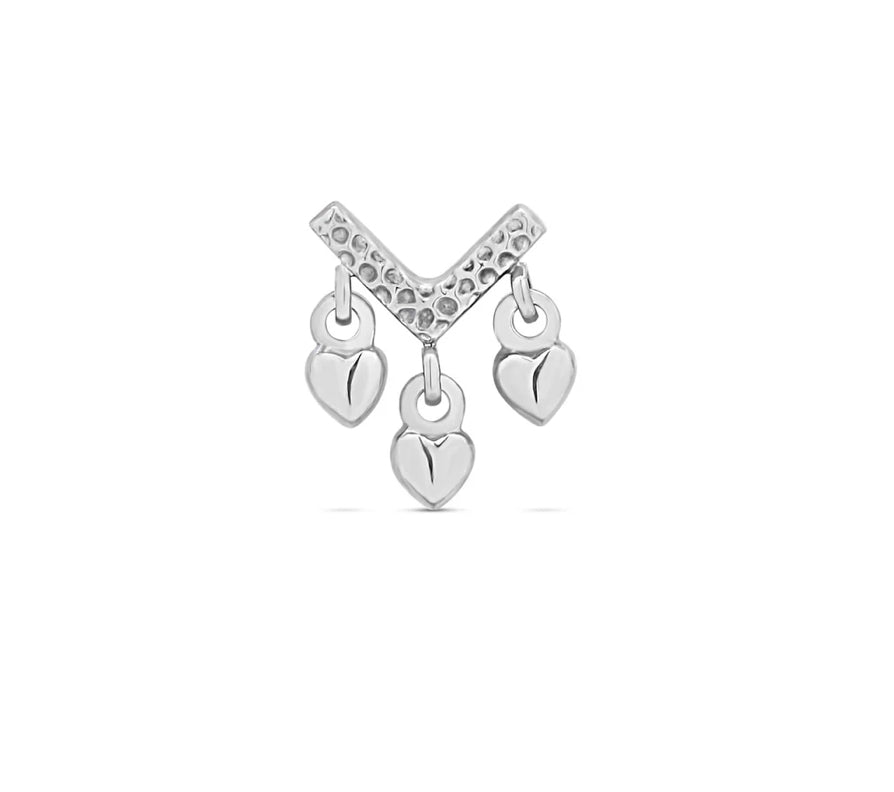 Heart V Dangle Titanium Flat-Back